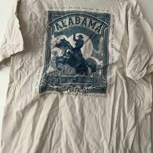 Cream Short Sleeve Tee with 2014 Alabama vs Texas Graphic